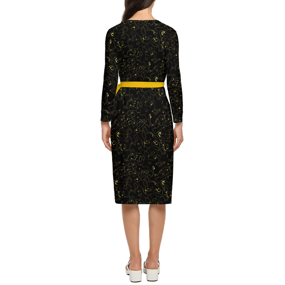 Humanchic Wave dress Wrap Dress - Black/Gold