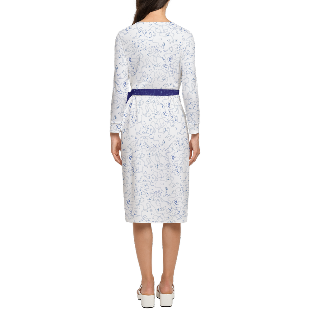 Humanchic Wave dress Wrap Dress - White/Navy