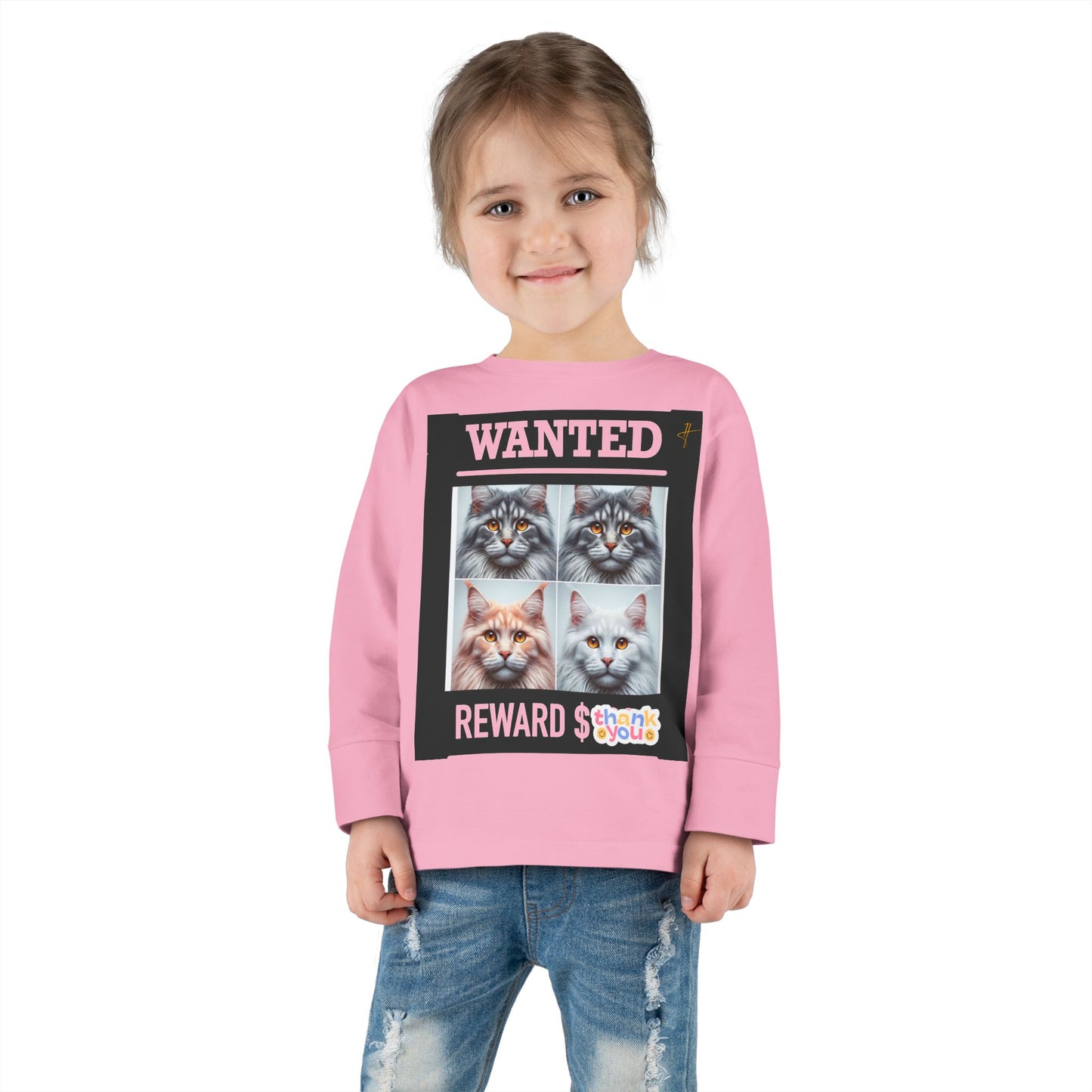 Wanted Cat Toddler Long Sleeve Tee #PY