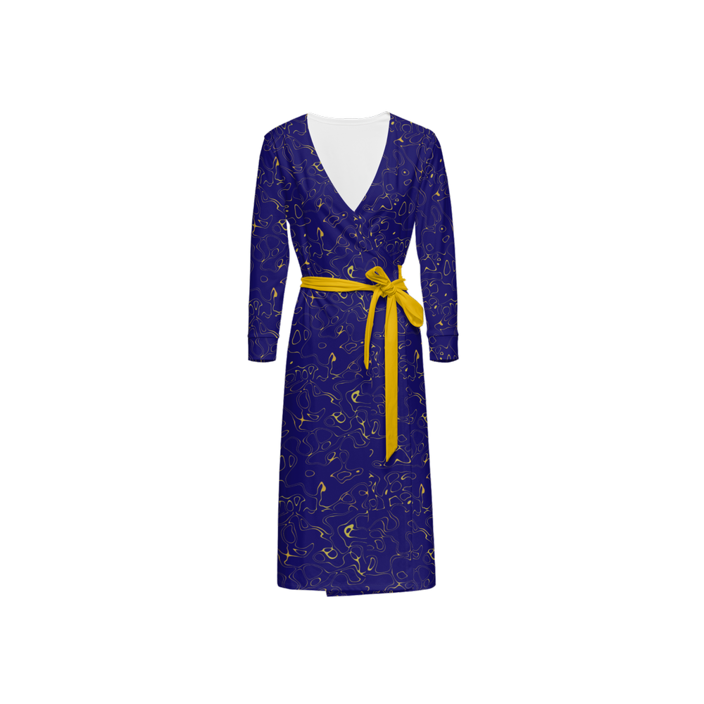 Humanchic Wave dress Wrap Dress - Navy/Gold