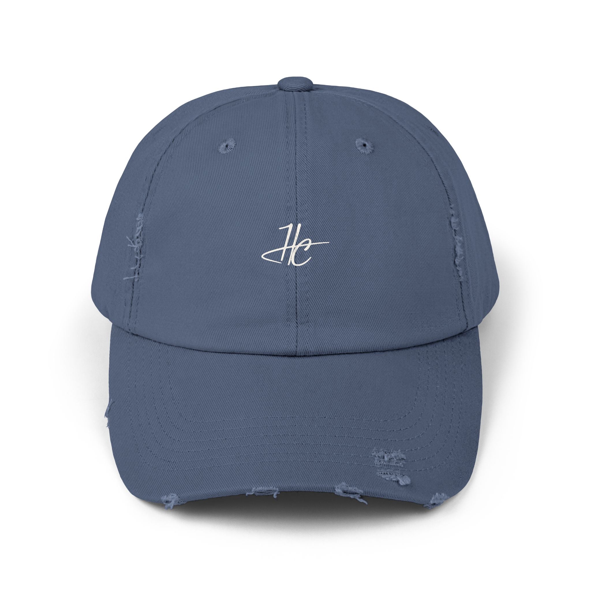 Distressed Black Cap HC Script Embroidery