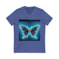 Neon Butterfly V-Neck T-Shirt for Women Nature Lovers #PY