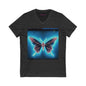 Neon Butterfly V-Neck T-Shirt for Women Nature Lovers #PY