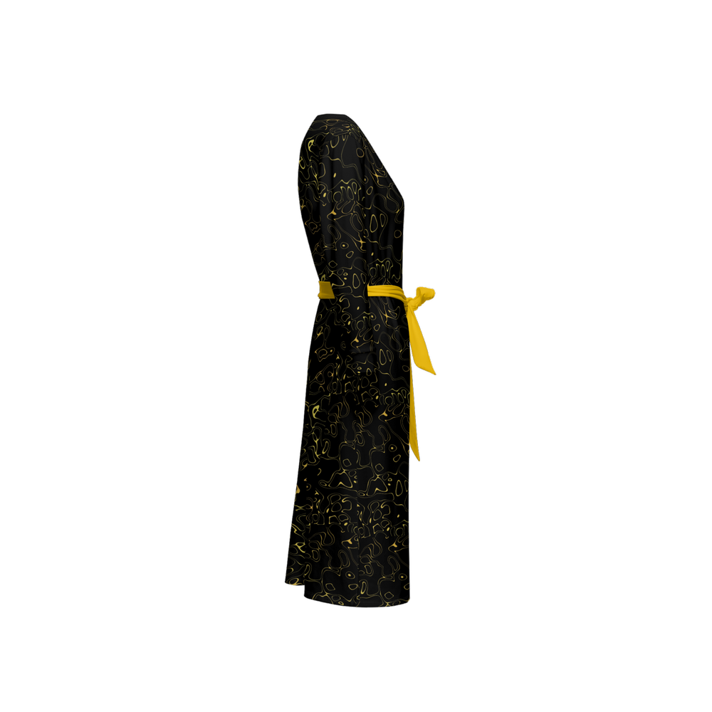 Humanchic Wave dress Wrap Dress - Black/Gold