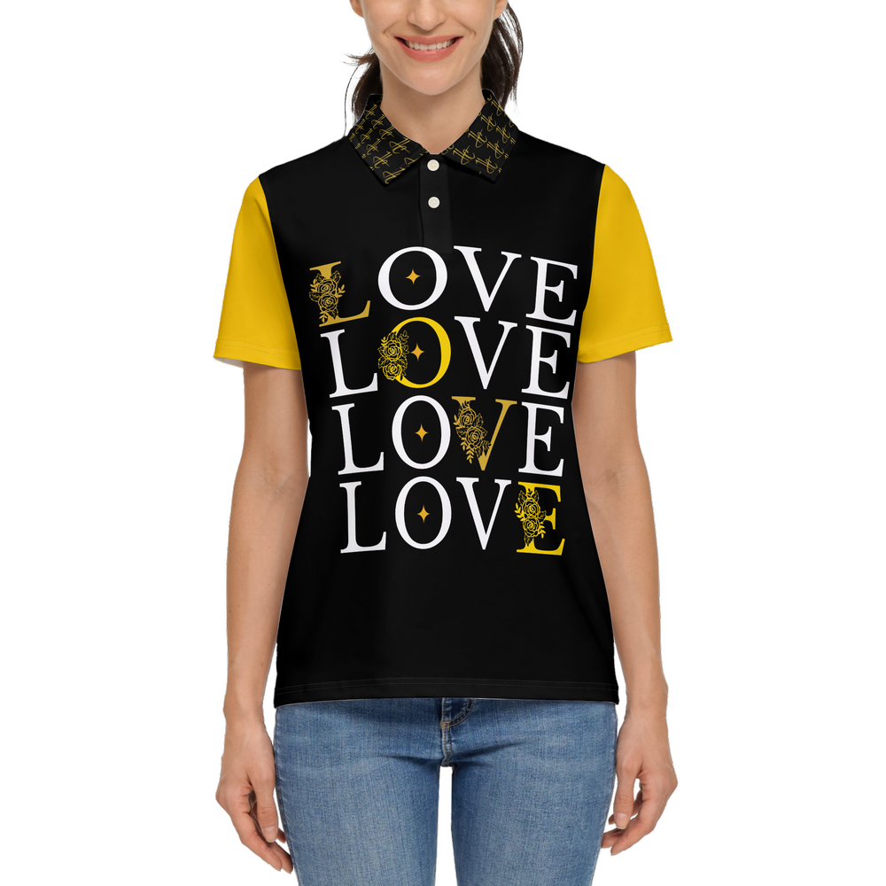 Love Women's Classic Fit Short-Sleeve Polo Shirt-Novatomato - black