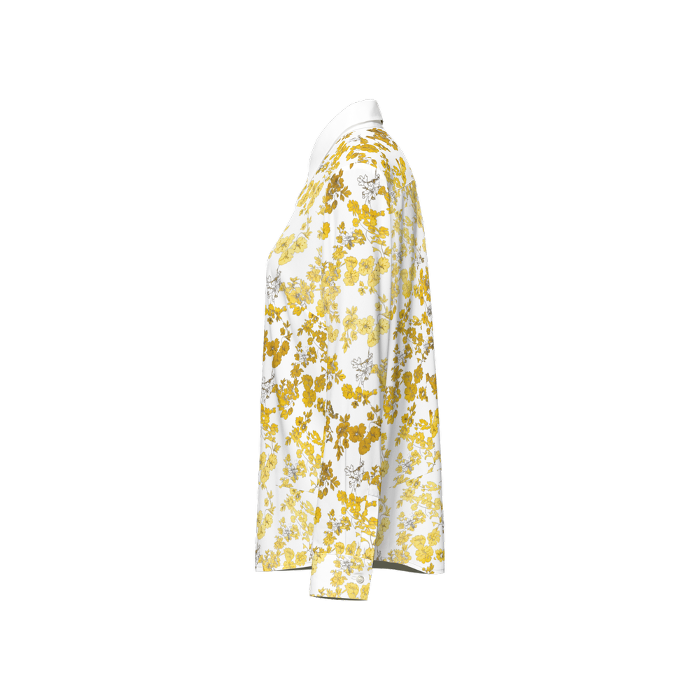 Flower Women's Classic Long Sleeve Button-Up Shirt Silky-Golden
