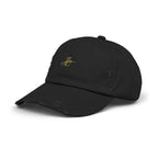 Distressed Black Cap HC Script Embroidery