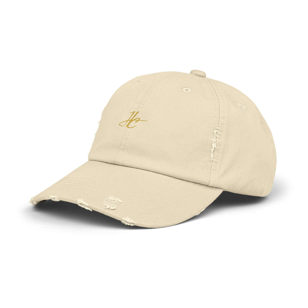 Distressed Black Cap HC Script Embroidery