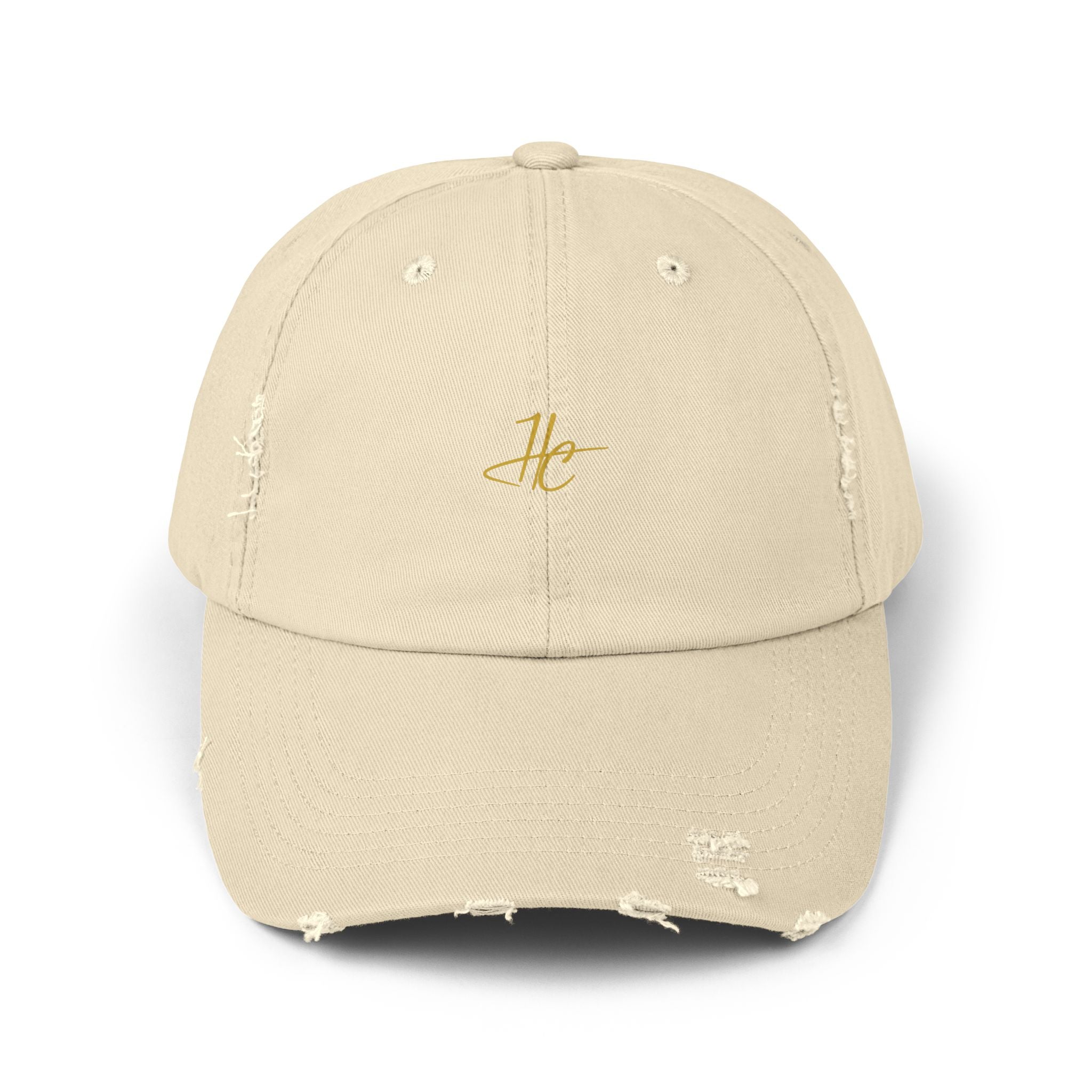 Distressed Black Cap HC Script Embroidery