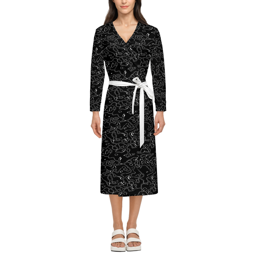 Humanchic Wave dress Wrap Dress - Black/White
