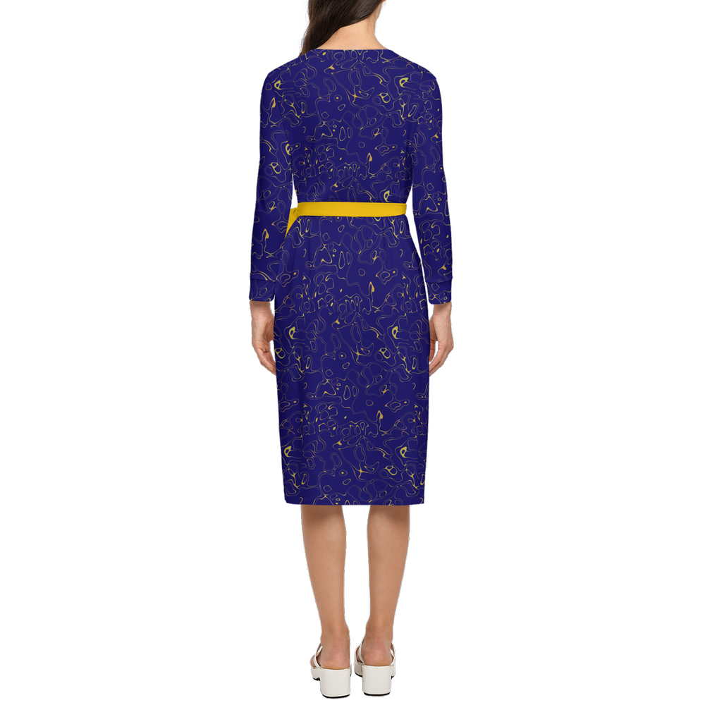 Humanchic Wave dress Wrap Dress - Navy/Gold