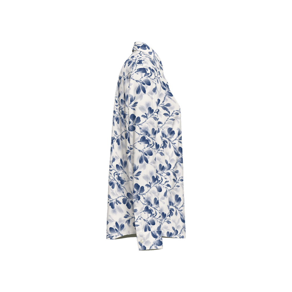 Flower Women's Classic Long Sleeve Button-Up Shirt Silky-Blue