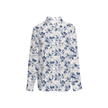 Flower Women's Classic Long Sleeve Button-Up Shirt Silky-Blue