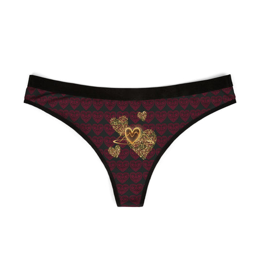 Romantic Golden Heart Women's Thongs #PY