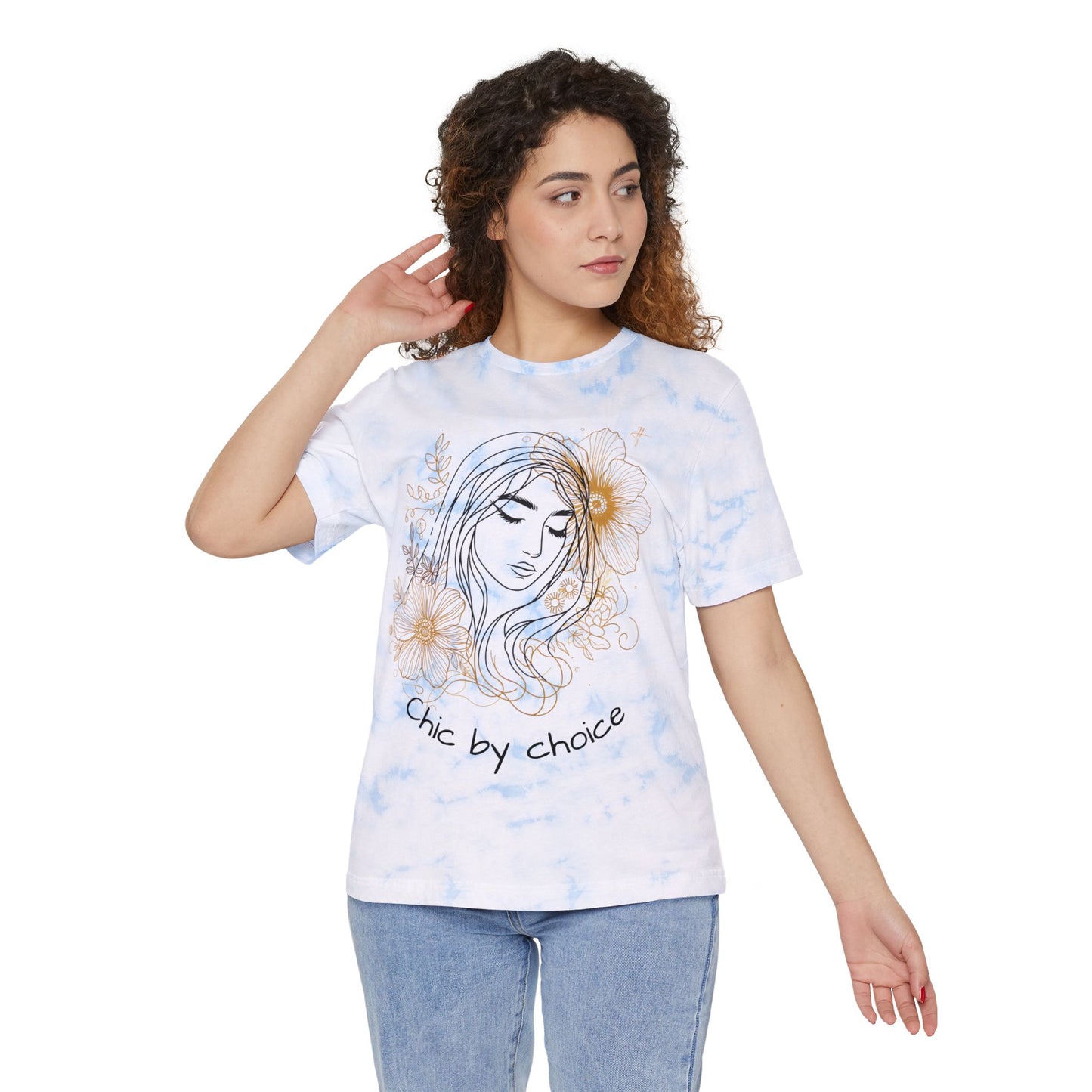 Art Line Bohemian Girl Tie-Dyed T-Shirt #PY