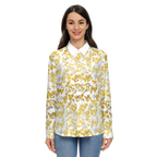 Flower Women's Classic Long Sleeve Button-Up Shirt Silky-Golden
