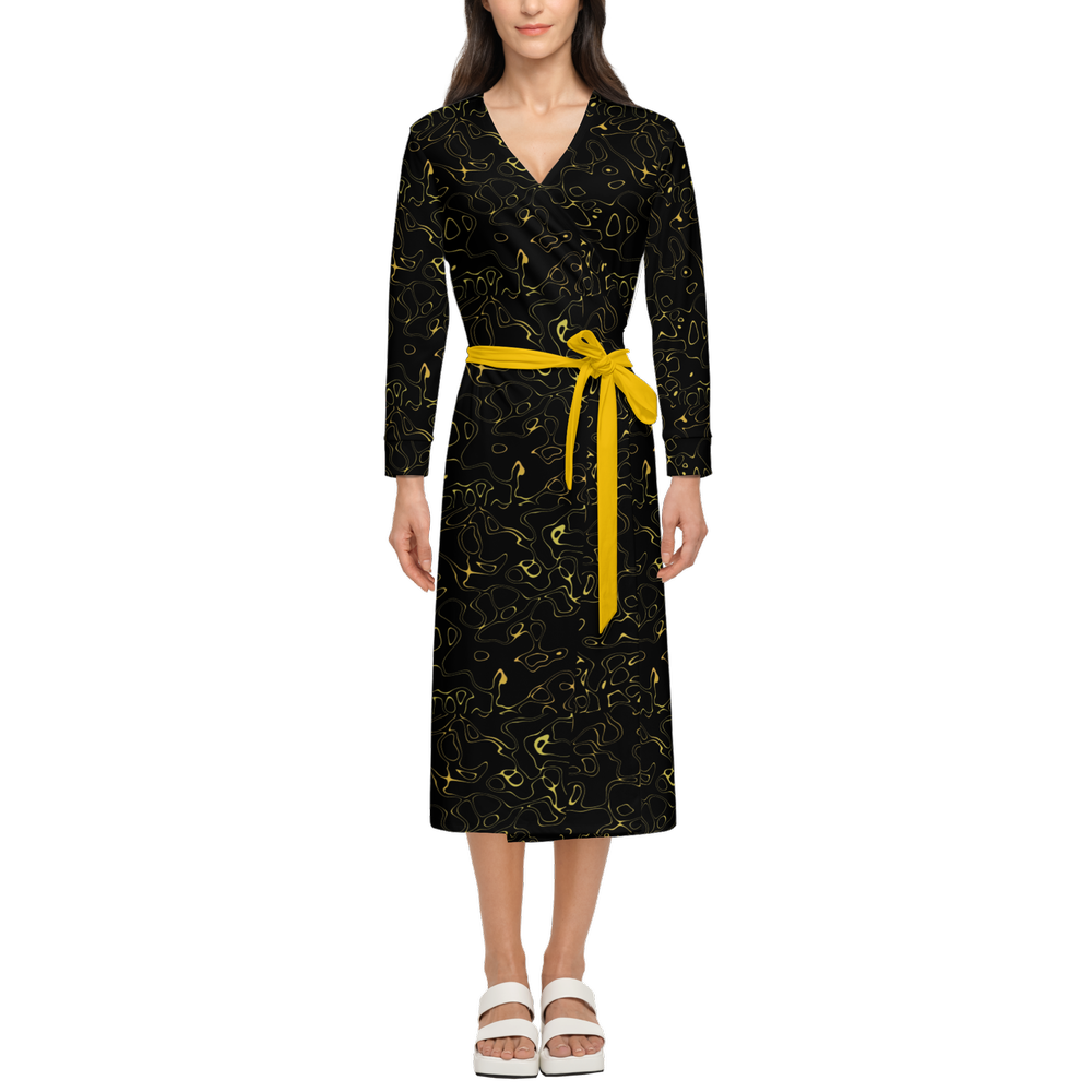 Humanchic Wave dress Wrap Dress - Black/Gold