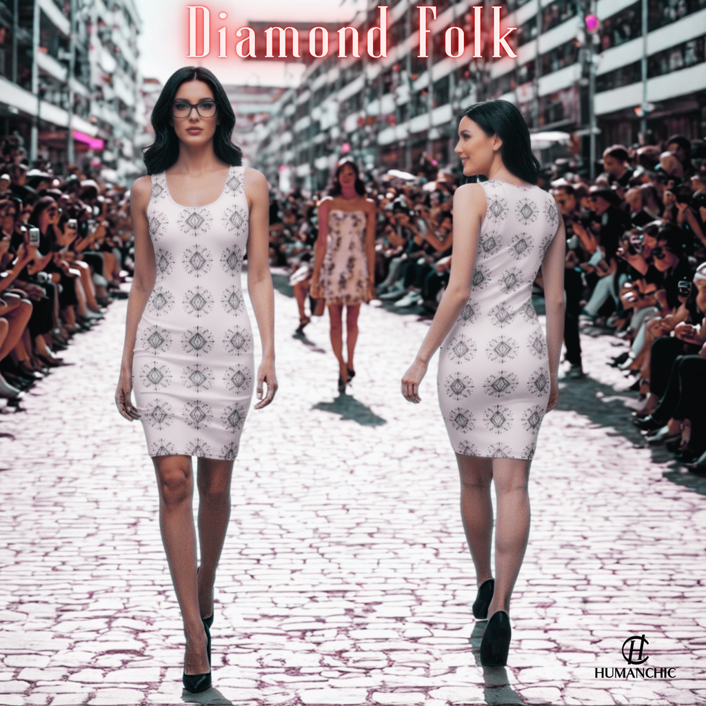 HUMANCHIC Refined Diamond Folk Bodycon Dress — Women