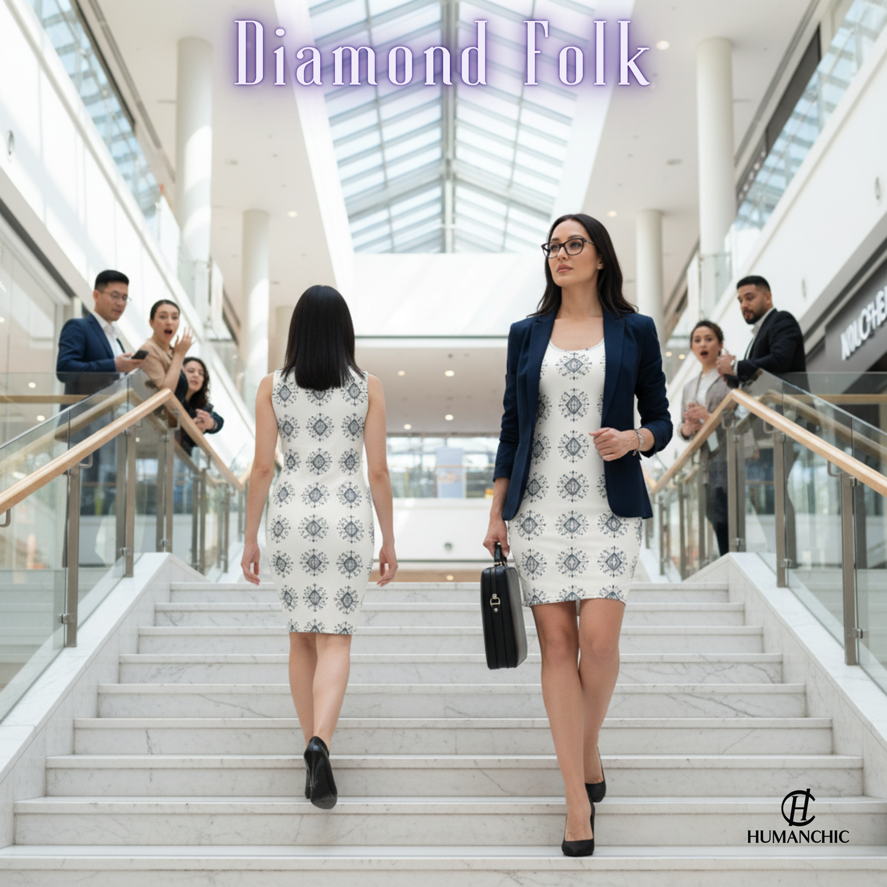 HUMANCHIC Refined Diamond Folk Bodycon Dress — Women