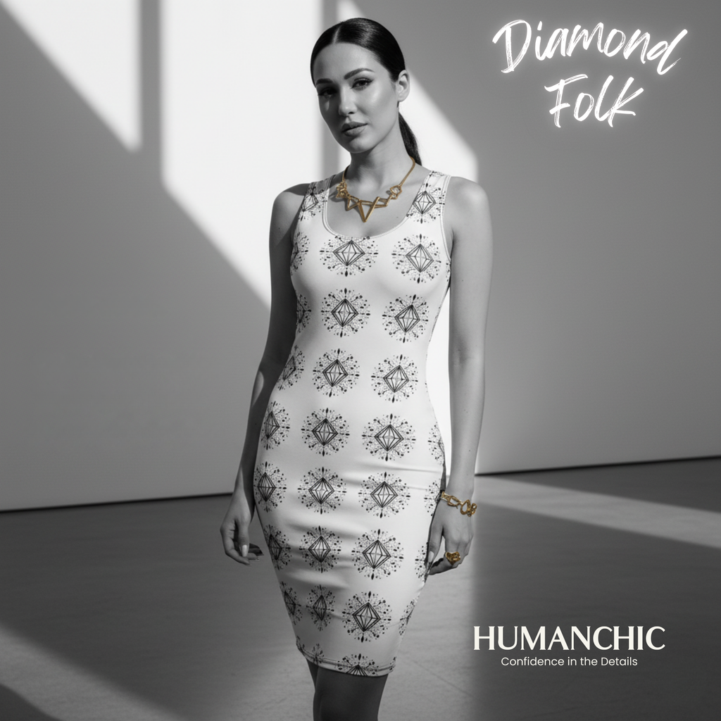 HUMANCHIC Refined Diamond Folk Bodycon Dress — Women