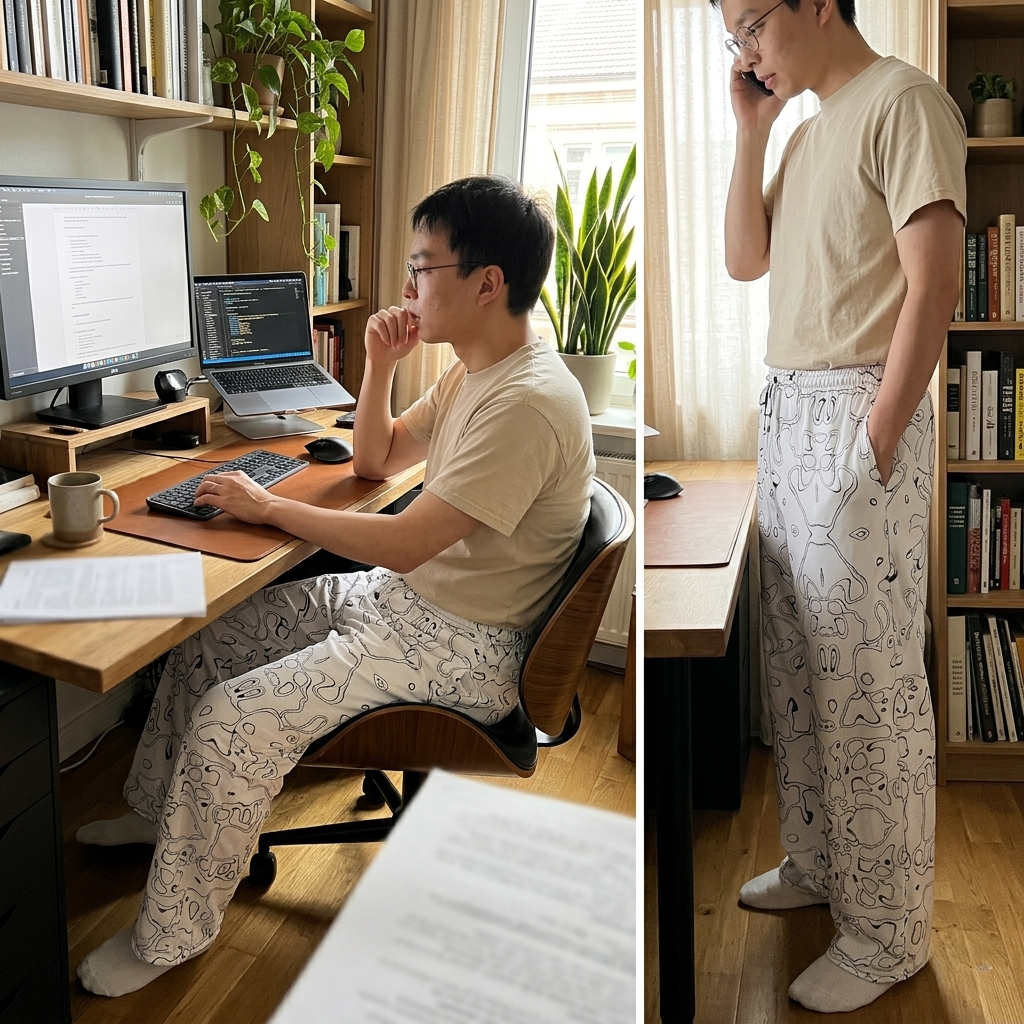 HUMANCHIC Black Waves wide-leg pants — Men