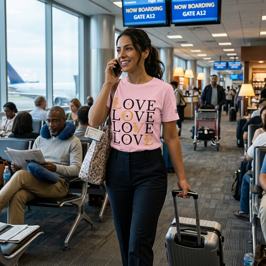 HUMANCHIC Art Line Love T-Shirt — Women · Pink