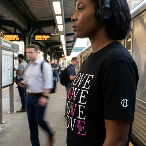 HUMANCHIC Art Line Love T-Shirt — Women · Black