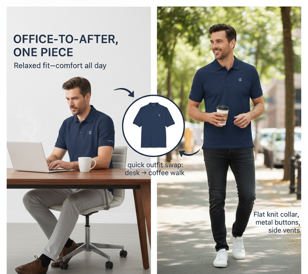 HUMANCHIC Workday Piqué Polo — Men