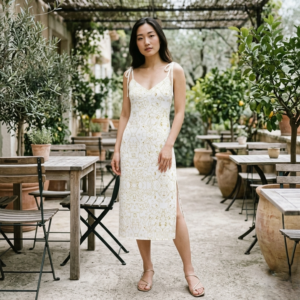 HUMANCHIC Golden Waves Midi Dress — Women