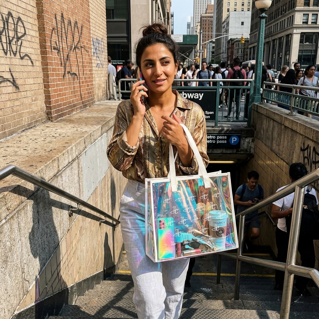 HUMANCHIC Travel-ready Holographic Tote — Unisex