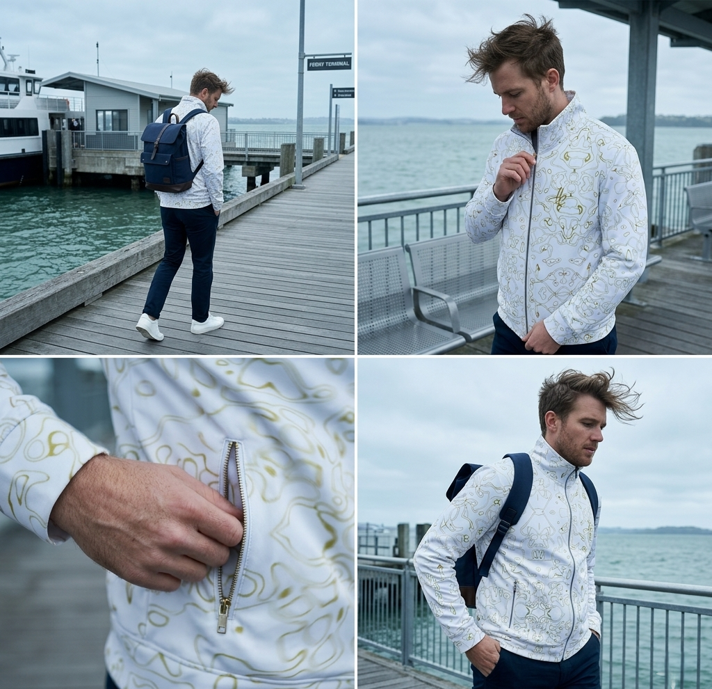 Veste de survêtement HUMANCHIC Atelier Everyday – Golden Waves (Unisexe)