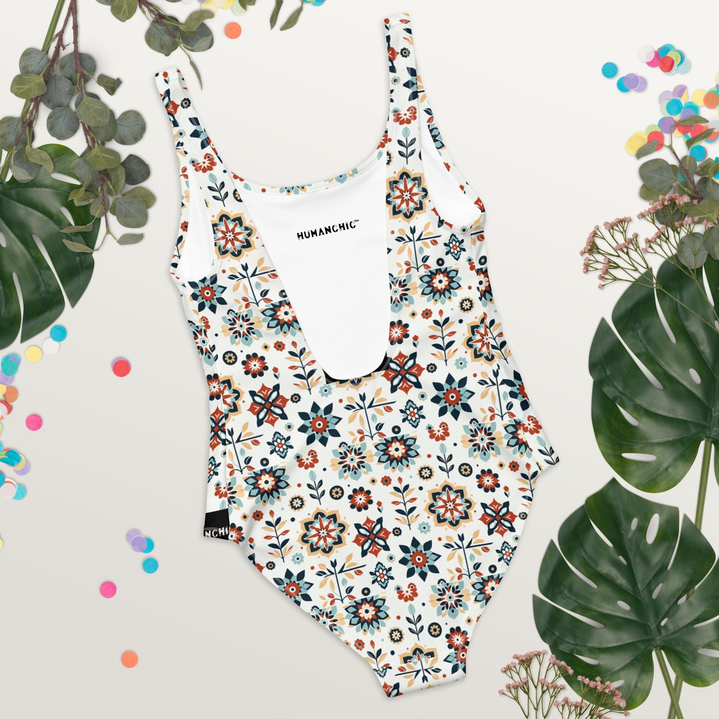 Flowered GEO One-Piece Swimsuit #PL
