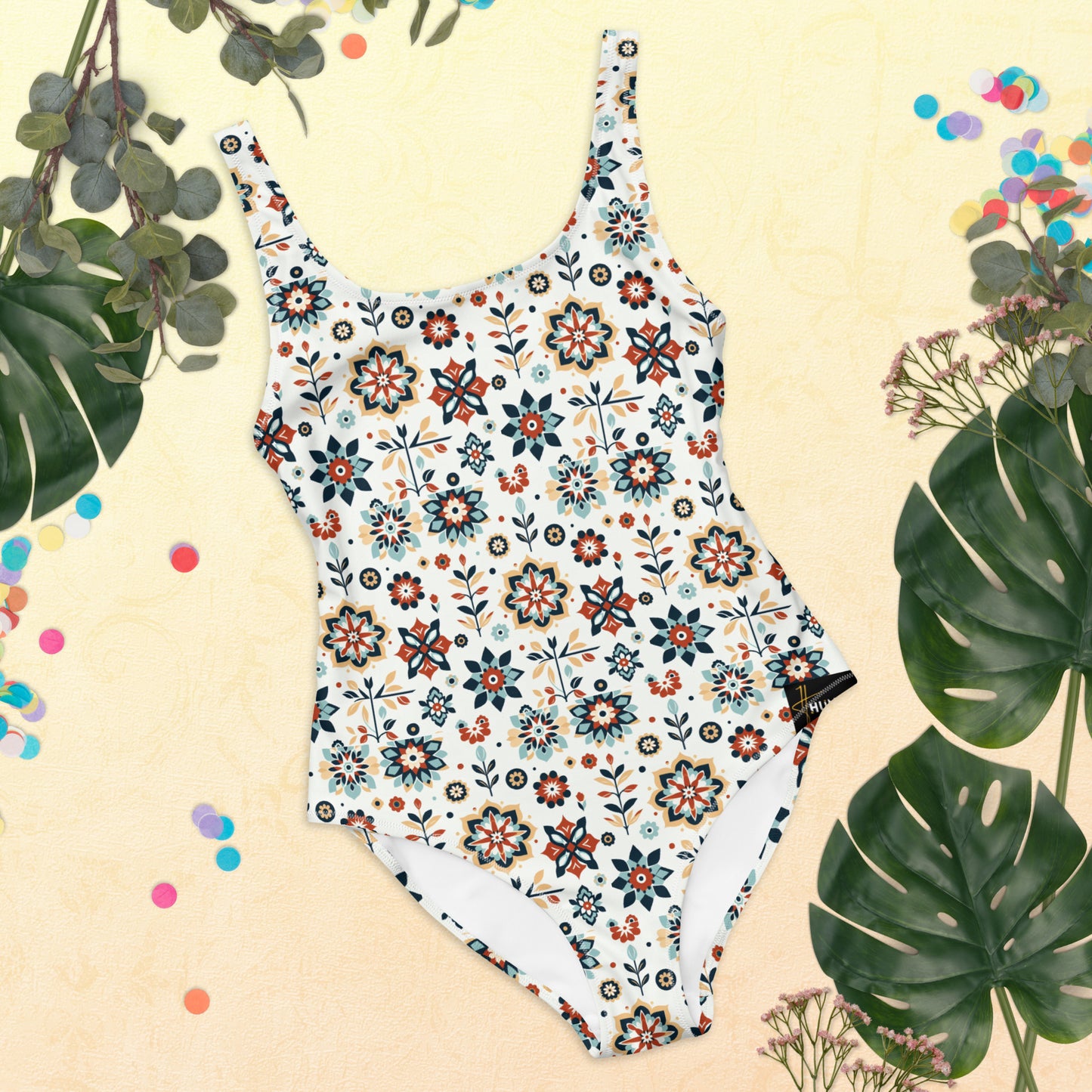 Flowered GEO One-Piece Swimsuit #PL