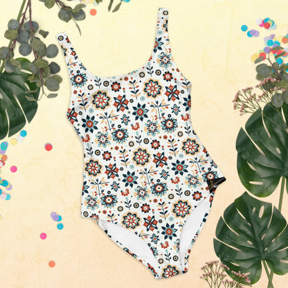Flowered GEO One-Piece Swimsuit #PL