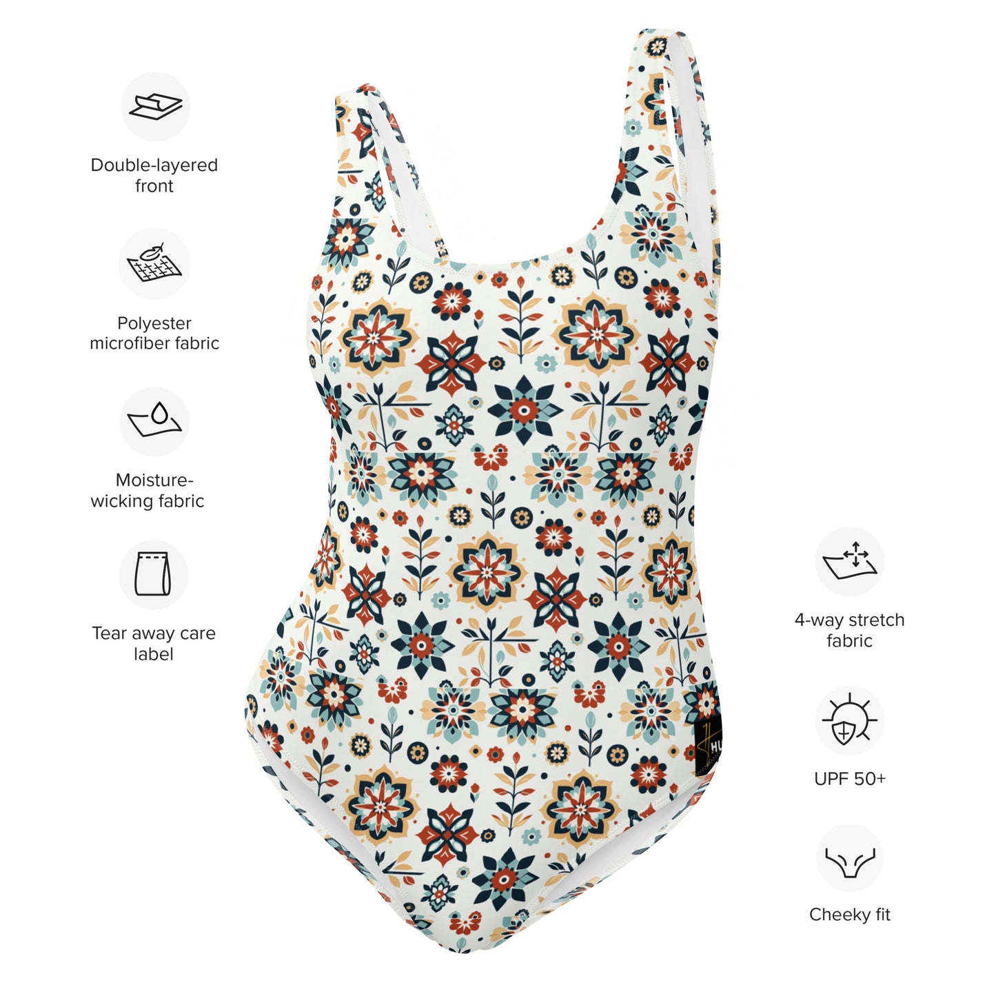 Flowered GEO One-Piece Swimsuit #PL