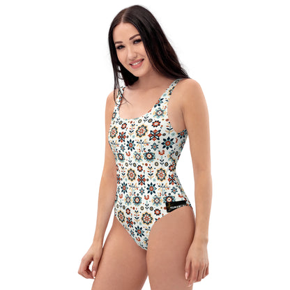 Flowered GEO One-Piece Swimsuit #PL