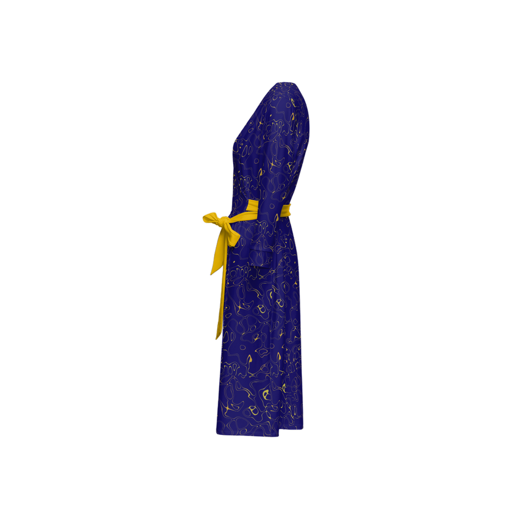 Humanchic Wave dress Wrap Dress - Navy/Gold