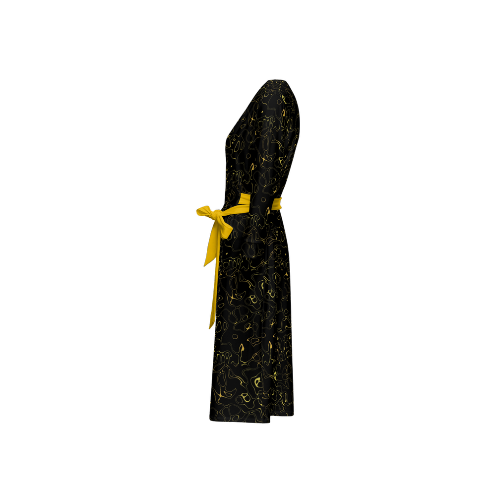Humanchic Wave dress Wrap Dress - Black/Gold