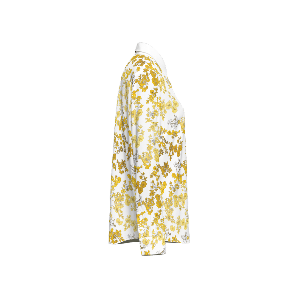 Flower Women's Classic Long Sleeve Button-Up Shirt Silky-Golden