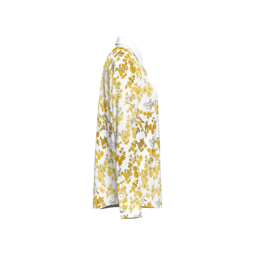 Flower Women's Classic Long Sleeve Button-Up Shirt Silky-Golden