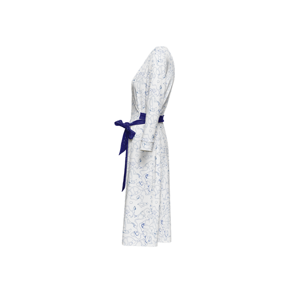 Humanchic Wave dress Wrap Dress - White/Navy