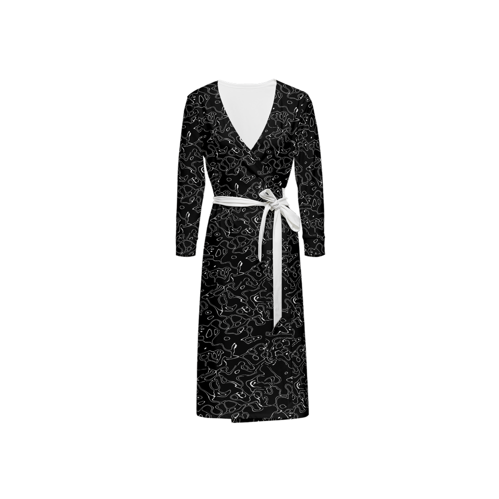 Humanchic Wave dress Wrap Dress - Black/White