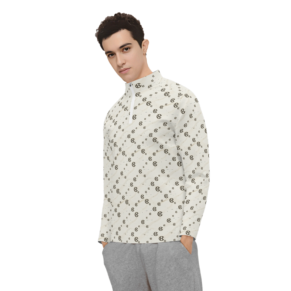 Men's Long Sleeve Quarter Zip -Cotton Feel 200g