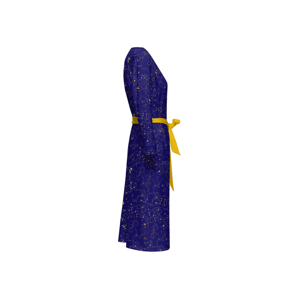 Humanchic Wave dress Wrap Dress - Navy/Gold