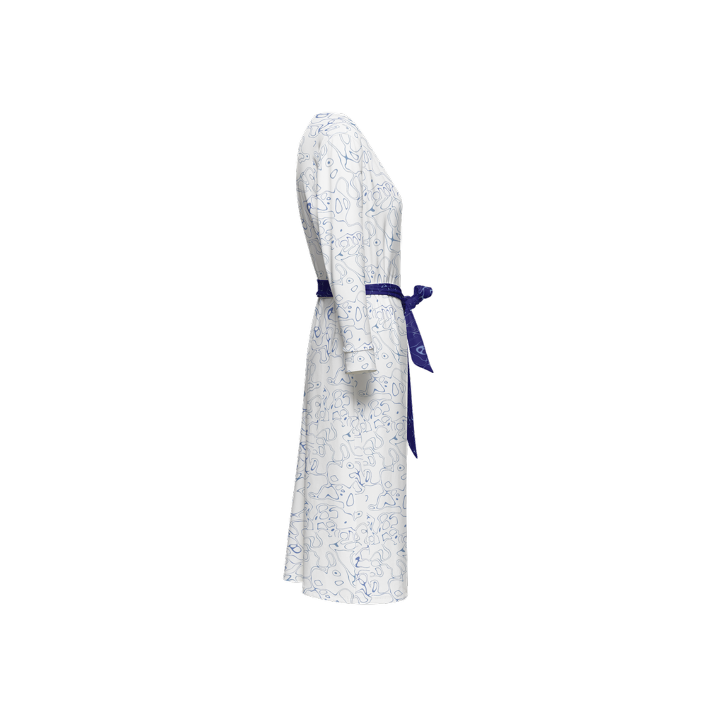 Humanchic Wave dress Wrap Dress - White/Navy