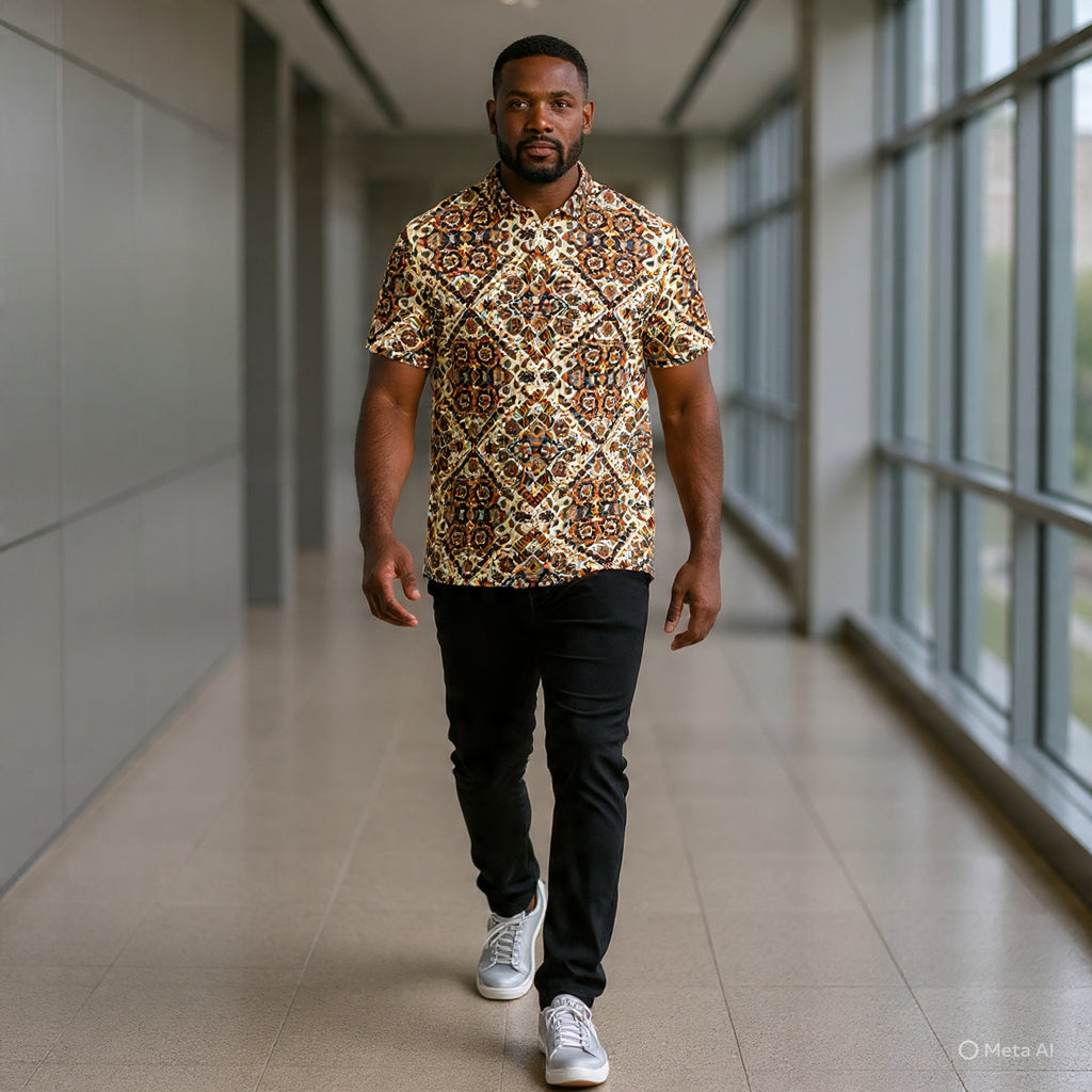 Polo cintré HUMANCHIC Atelier Everyday Afrik — Homme (Marron)