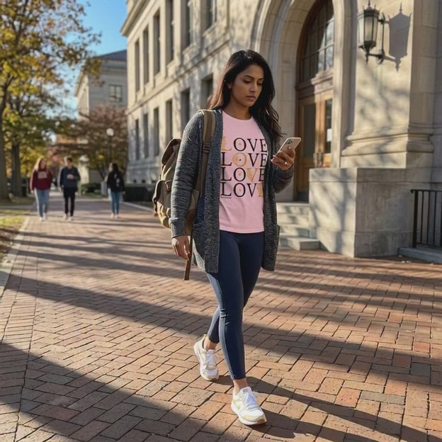 HUMANCHIC Art Line Love T-Shirt — Women · Pink