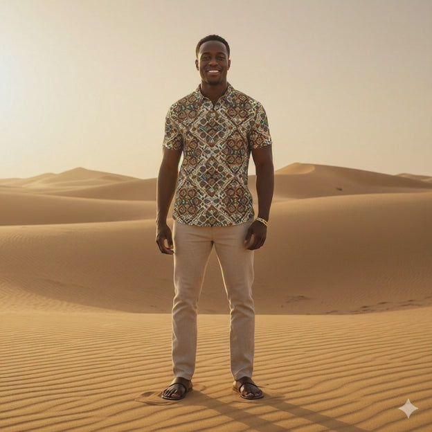 Polo cintré HUMANCHIC Atelier Everyday Afrik — Homme (Marron)