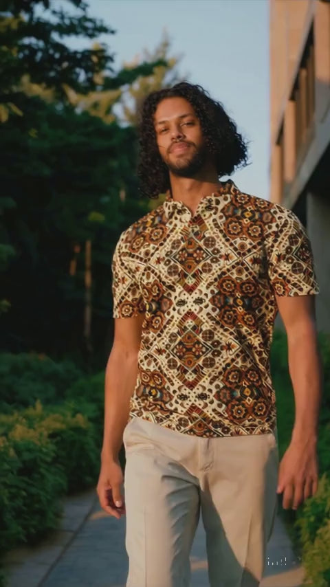 Polo cintré HUMANCHIC Atelier Everyday Afrik — Homme (Marron)